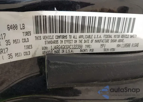 2010 Jeep Commander Sport from USA, damaged, VIN 1J4RG4GK6AC122390